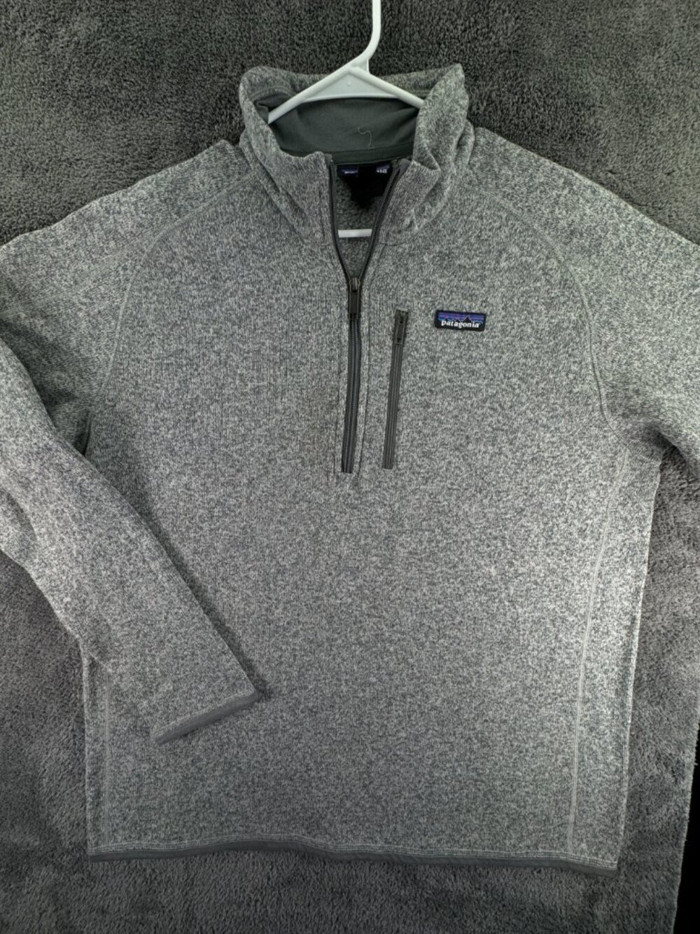 Patagonia Pullover Gray XL Jacket Fleece Inside W/ Logo, Pocket Adult Outdoors